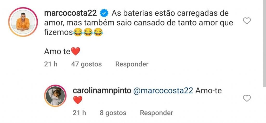 Marco Costa e Carolina Pinto tiraram uns dias para namorar e o pasteleiro acabou por 'falar demais' e arrancar muitas gargalhadas aos fãs.