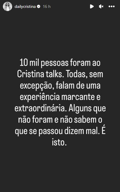 Cristina Ferreira recebeu críticas sobre a segunda edição do Cristina Talks. Sem hesitar, a apresentadora respondeu à letra. Saiba mais!