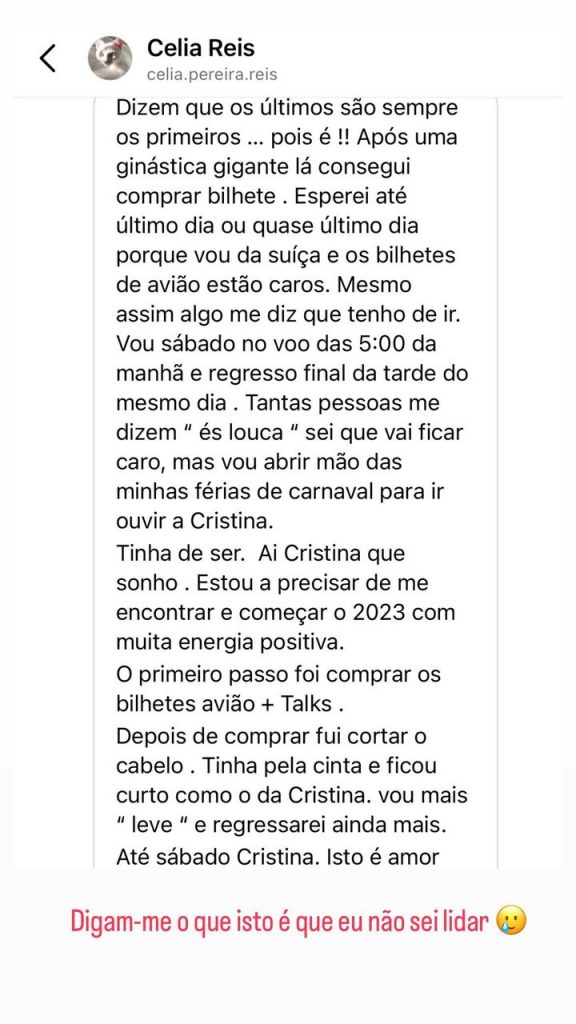 Cristina Ferreira comove-se com mensagem de fã. "Poucas vezes me faltam as palavras"